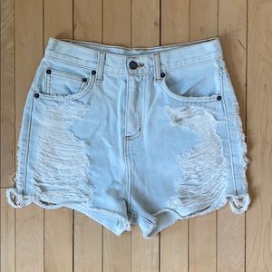 CARMAR Ripped, high waisted jean shorts